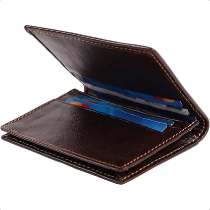 Easyoulife RFID Mens Slim Front Pocket Wallet Genuine Leather Bifold ID Credit Card Holder