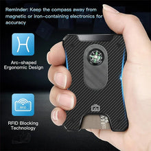 Load image into Gallery viewer, Metal Wallet for Men, Ergonomics Design Money Clip Wallet with Compass, Minimalist Slim Wallet with RFID Blocking

