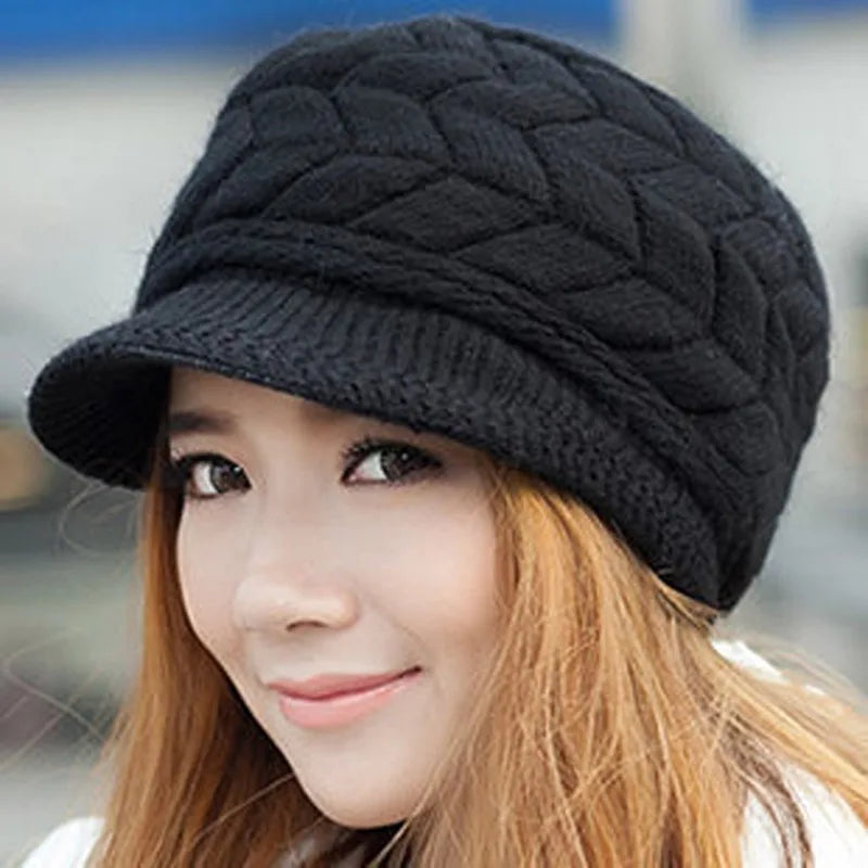 Winter Women Hat Wide Brim Keep Warm Cap Knitted Hats Female Soft High Elastic Warm Caps Beanies Girl Cap Solid Color 2023 New