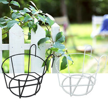 Load image into Gallery viewer, Garden Hanging Plant Iron Racks Balcony Round Flower Pot Rack Railing Fence
