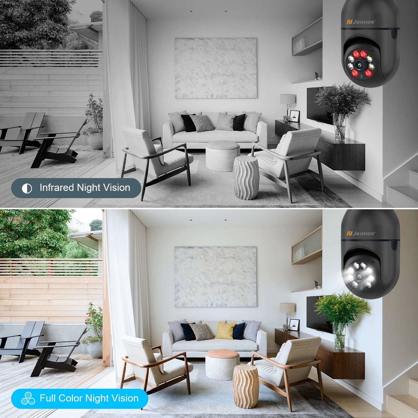 Jennov 2Pcs 2K WiFi Light Bulb Security Camera Wireless Outdoor - Cameras for Home Security Outside, Light Socket Indoor Camera