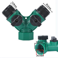 Load image into Gallery viewer, 2 Way Garden Hose Splitter Garden Hose Connector with Faucet Watering Shut Off for Landscaping Flower Planting Irrigation
