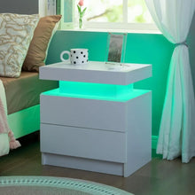 Load image into Gallery viewer, Set of 2 LED Nightstand with 2 Drawers, Bedside Table with Drawers for Bedroom Furniture, Side Bed Table with LED
