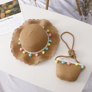 Kids Girls Summer Fashion Children Sunscreen Sun Hat Straw Hat Bag For Girls Cool Hat Girl Cute Breathable Baby