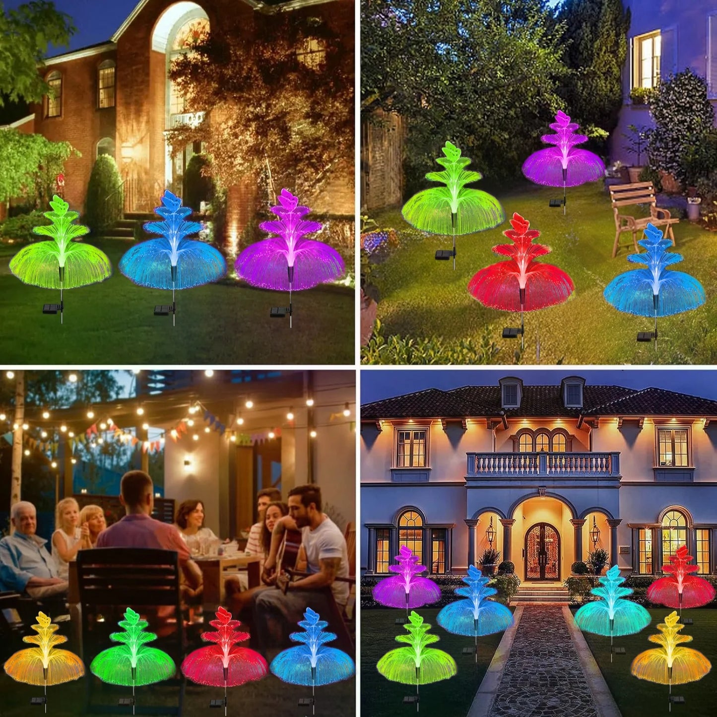 2/4/6 Pack Solar 3 Tier Butterfly Flower Lights Latest 7 Color Changing Butterfly For Christmas Pool Patio Garden Decoration