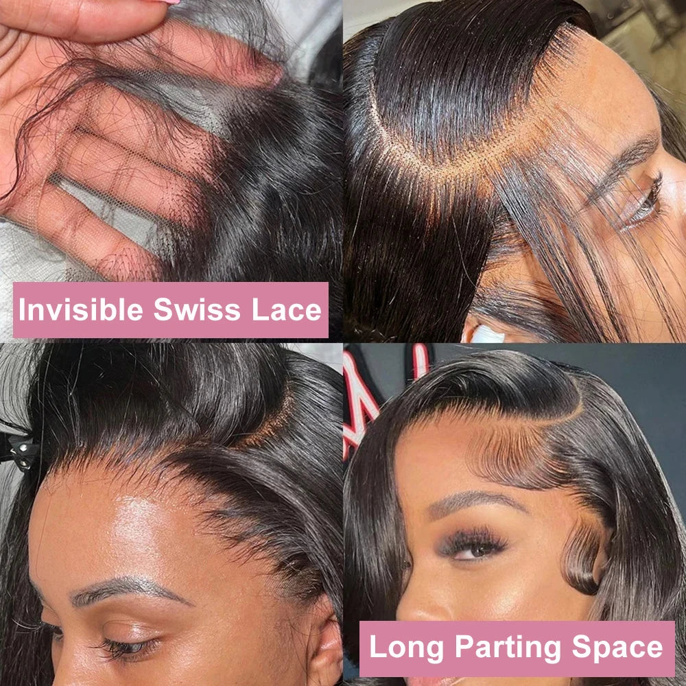 Short Bob Bone Straight 13x4 Lace Frontal Human Hair Wigs 180 Density Pre Plucked 5x5 T Part Lace Closure Human Hair Wig On Sale