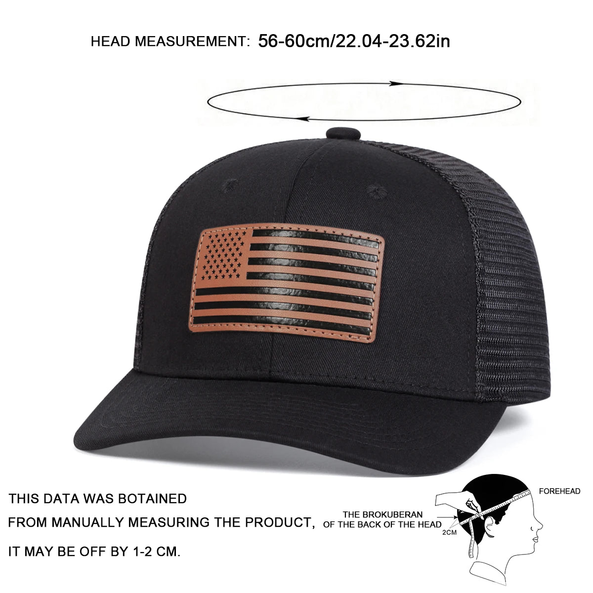 1piece Unisex American Flag Leather Label Baseball Net Caps Spring and Summer Outdoor Adjustable Casual Hats Sunscreen Hat