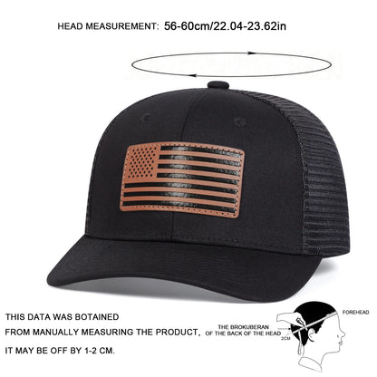1piece Unisex American Flag Leather Label Baseball Net Caps Spring and Summer Outdoor Adjustable Casual Hats Sunscreen Hat
