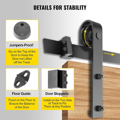 Sliding Barn Door Hardware Kit, 9FT Barn Door Kit, 330LBS Load-Bearing Double Barn Door Hardware Kit, Carbon Steel Barn Door