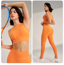 Load image into Gallery viewer, Yoga Clothing Set Women&#39;s High Waisted Leggings and Top Two Piece Seamless Fitness Exercise Clothing Fitness Workout Underwear
