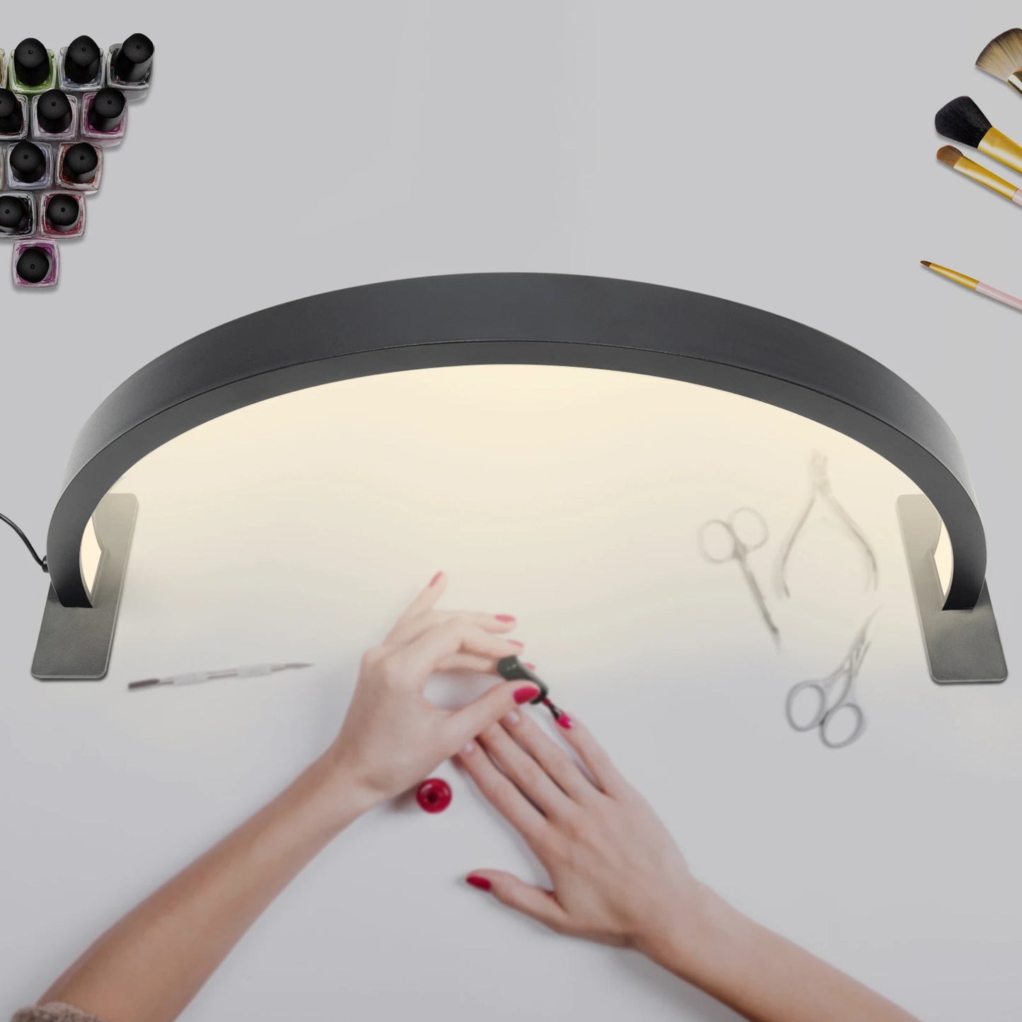 LED Half Moon Light Adjust Brightness 3000K‑6000 Half Moon Desk Lamp for Nail Art, Facial Spa, Skincare, Lash Extensions