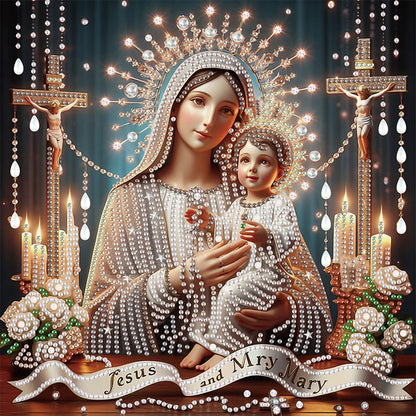 5 to Choose from 5D DIY Partial Special Shaped Drill Diamond Painting Kit Mary & Jesus Decoration