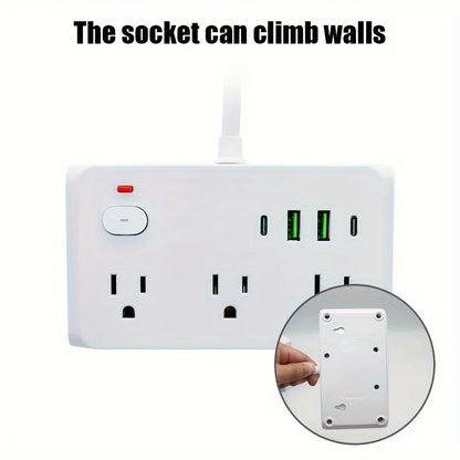 US Plug 6AC Outlet Multiprise Power Strip Extension Cord 2 USB 2 PD Charger Electrical Socket Network Filter USB Fast Charging