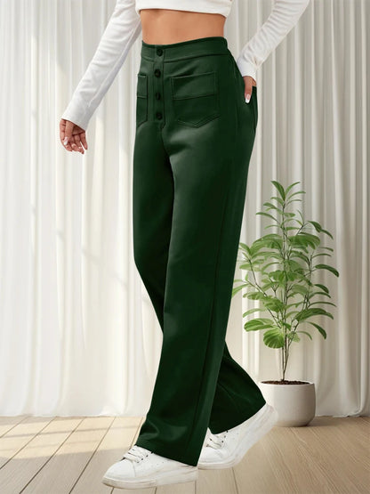 Women Sweatpants 2024 High-Waisted Multi-Pocket Cargo Pants Elegant Full-Length Casual Pants Blackish