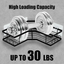 Load image into Gallery viewer, QYQRQF Adhesive Corner Shower Caddy No Drilling Stainless Steel Storage Rack with Hooks for Bathroom Rustproof Space Saving
