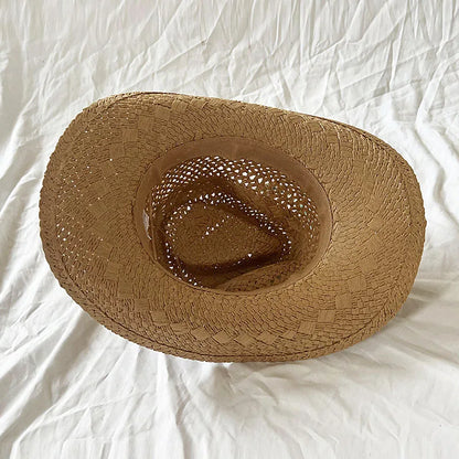 Handmade Women Men Straw Hat Summer Beach Shell Vintage Beads Hollow Out Western Wide Brim Sun Hat Fishing Holiday Bohemian Cap