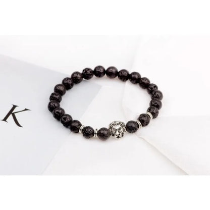 Stone Beads Bracelets For Men Women Punk Rock Lion Head Bracelet Wealth Good Luck Unisex Wristband 2024