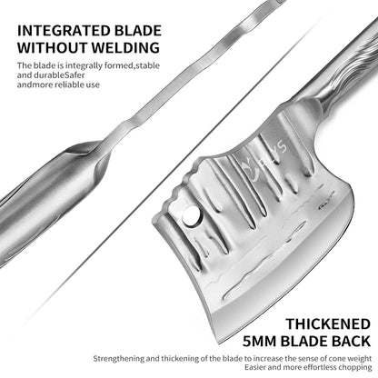 1Pc Heavy Duty Butcher's Axe, Chopping Knife, Stainless Steel Thickened Blade and Ergonomic Handle, Chinese Kitchen Axe