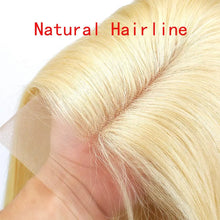 Load image into Gallery viewer, Honey Blonde Straight Human Hair Short Wig Preplucked 5x5 Transparent Lace Frontal Wig Short Cut 613 Straight Bob Colored Wigs
