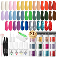 Load image into Gallery viewer, ROSALIND 29PCS Dip Nails Powder Starter Kit, 20 Colors Dip Powder Nail Kit Red Green Orange Glitter Series Nail Dip Powder Color
