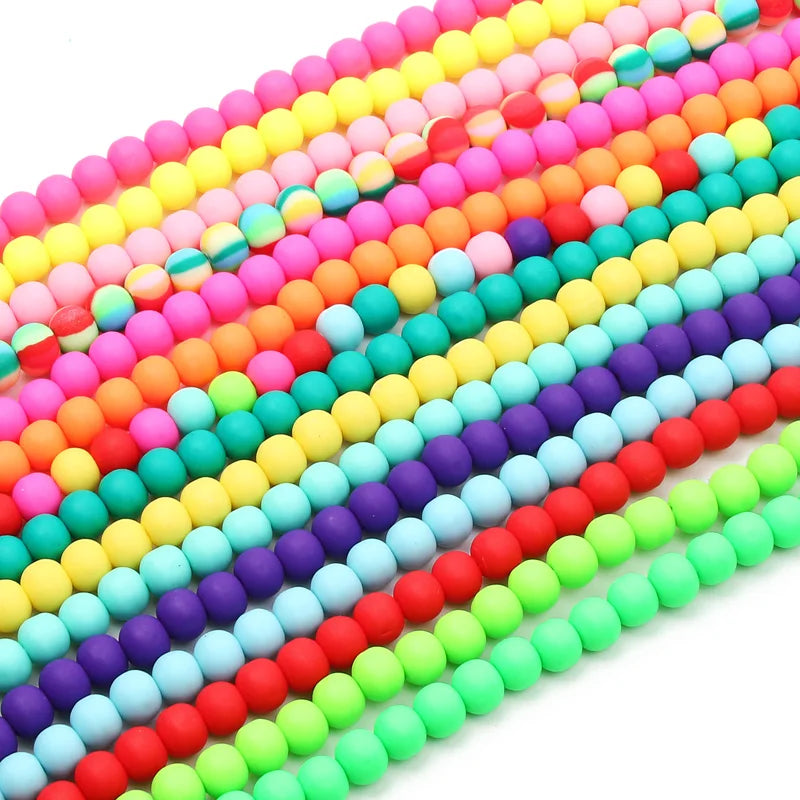 1 String 6/9mm Clay Round Beads Loose Spacer Beads Polymer Clay Beads For Jewelry Making Diy Boho Bracelet Necklace Accessorie