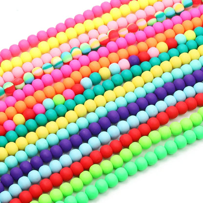 1 String 6/9mm Clay Round Beads Loose Spacer Beads Polymer Clay Beads For Jewelry Making Diy Boho Bracelet Necklace Accessorie