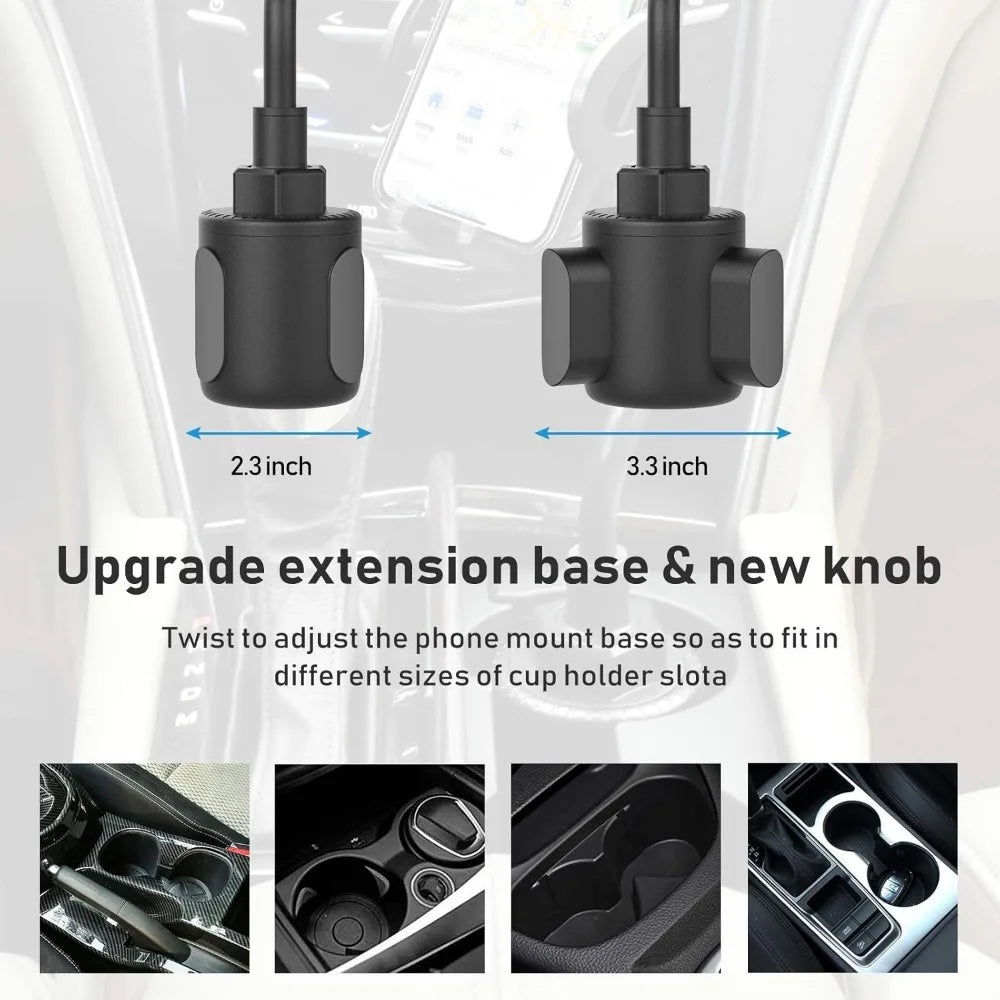 Cup Car Phone Holder for Car, Car Cup Holder Phone Mount, Universal Adjustable Gooseneck Cup Holder Cradle Car Mount for Cell