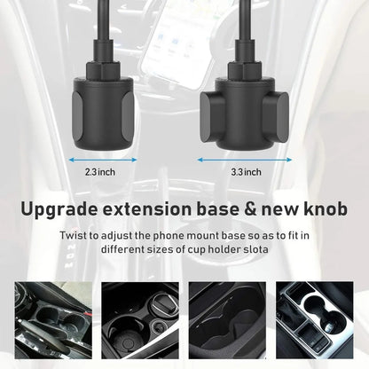 Cup Car Phone Holder for Car, Car Cup Holder Phone Mount, Universal Adjustable Gooseneck Cup Holder Cradle Car Mount for Cell