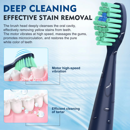 Electric Toothbrush Rechargeable With 8PCS Replacement Head Smart Timing Tooth Brush 5 Modes Teeth Clean Whitening Sonic Toothb