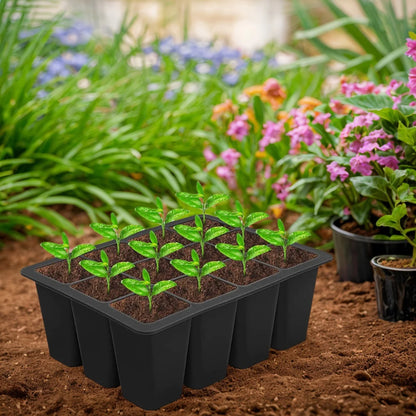 12 Holes Silicone Seedling Starter Trays Breathable Flower Plant Seed Grows Box Reusable Gardening Sowing Tray for Plants Indoor