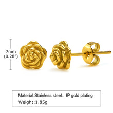 Load image into Gallery viewer, \Rose Flower Stud Earring Stainless Steel Gold Color Petal Earrings Trendy Women Great Gift Idea
