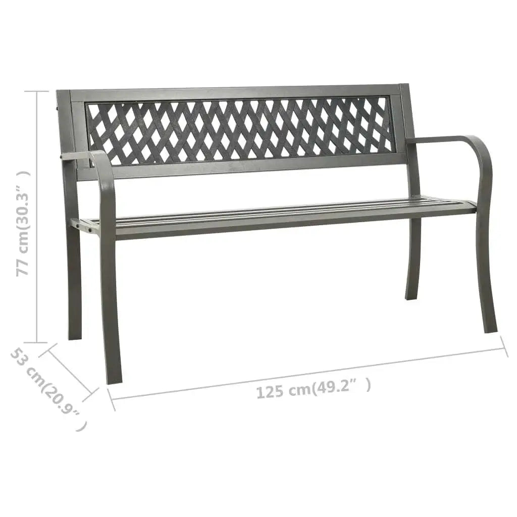 Stylish 49.2 Steel Gray Patio Bench - Durable Outdoor Seating for Garden & Patio Decor