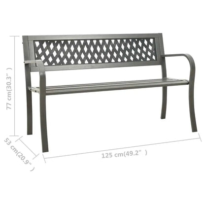 Stylish 49.2 Steel Gray Patio Bench - Durable Outdoor Seating for Garden & Patio Decor