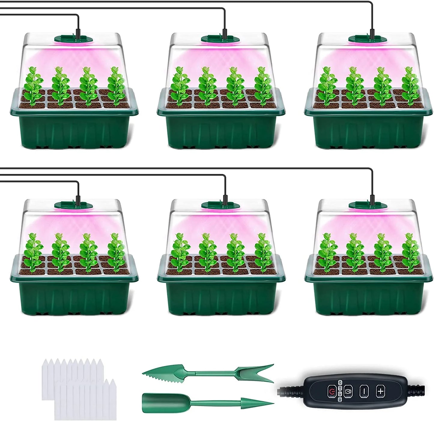 Full-Featured Seedling System, Moisturizing and Insect-Proof Transparent Cover, Layered Drainage Tray, Home Gardening Nursery Greenhouse Kit