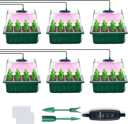 Full-Featured Seedling System, Moisturizing and Insect-Proof Transparent Cover, Layered Drainage Tray, Home Gardening Nursery Greenhouse Kit