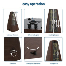 Load image into Gallery viewer, Mechanical Metronomes for Piano Guitar Violin Bass Drum and Other Musical Instruments, Loud Sound, High Precision(Wood Grain)
