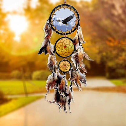 Handmade Dream Catcher with Brown Feathers Dream catcher Bead Home Hanging Wind Chimes Decoration Fashion Art Craft Ornaments