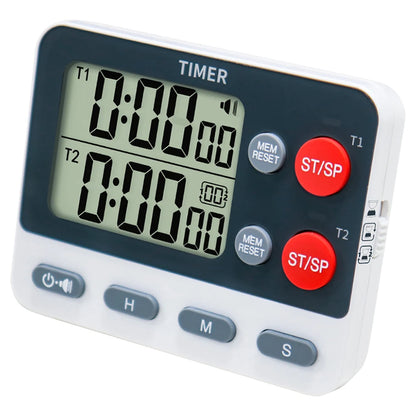 Dual Digital Timer Multifunctional Count UP/Down Timer with Memory Function Cooking Timer Portable for Kitchen Cooking