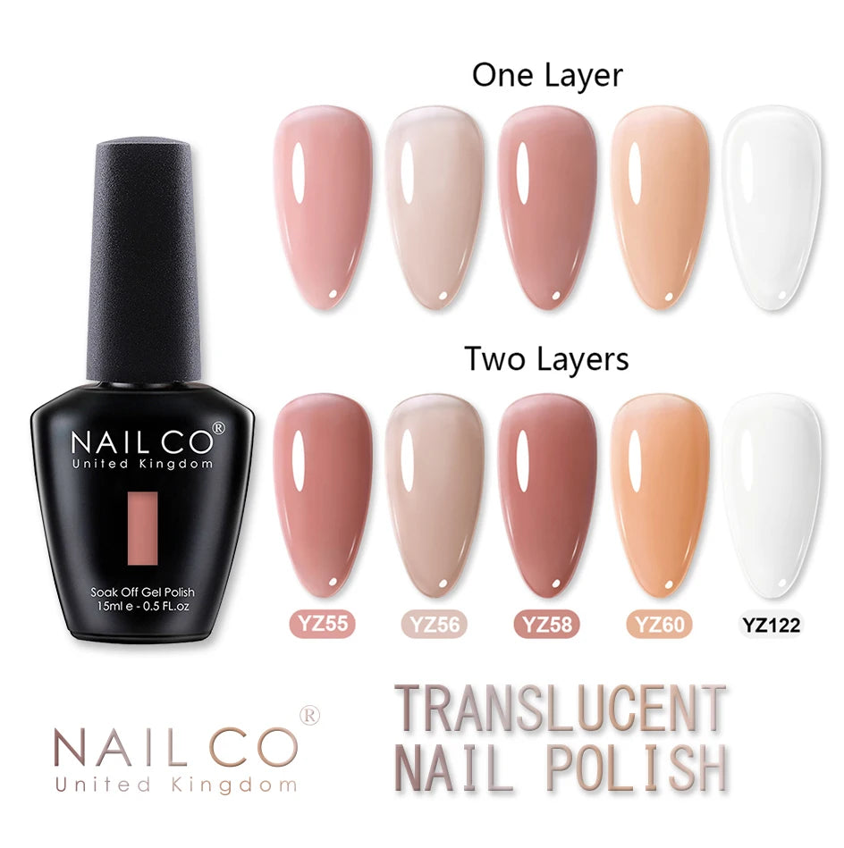 NAILCO 15ml Transparent Nude Color Series Jelly Gel Nail Polish Pink Red Nails Art Manicure Gel Varnishes Gellack Design Lacquer