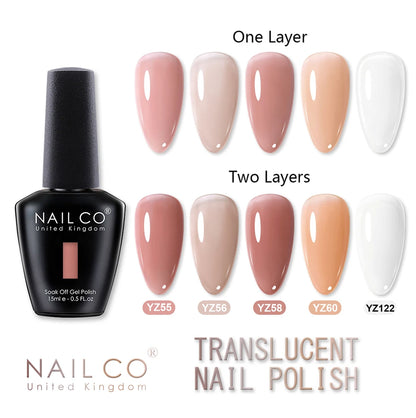 NAILCO 15ml Transparent Nude Color Series Jelly Gel Nail Polish Pink Red Nails Art Manicure Gel Varnishes Gellack Design Lacquer