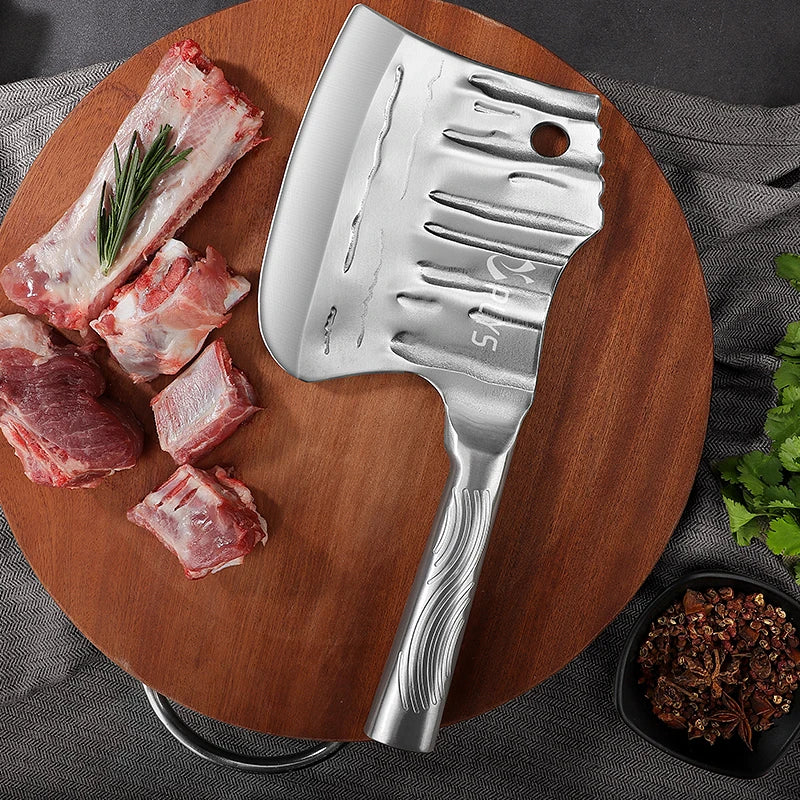 1Pc Heavy Duty Butcher's Axe, Chopping Knife, Stainless Steel Thickened Blade and Ergonomic Handle, Chinese Kitchen Axe