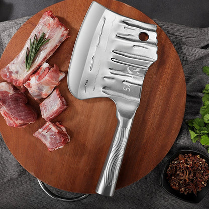 1Pc Heavy Duty Butcher's Axe, Chopping Knife, Stainless Steel Thickened Blade and Ergonomic Handle, Chinese Kitchen Axe