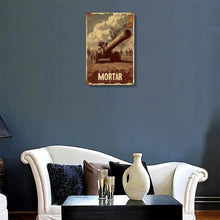 Load image into Gallery viewer, Vintage Military Mortar Metal Tin Sign - 8&quot;x12&quot; Wall Decor for Home, Bar, Cafe, Garage - Unique Artistic War Scene Gift
