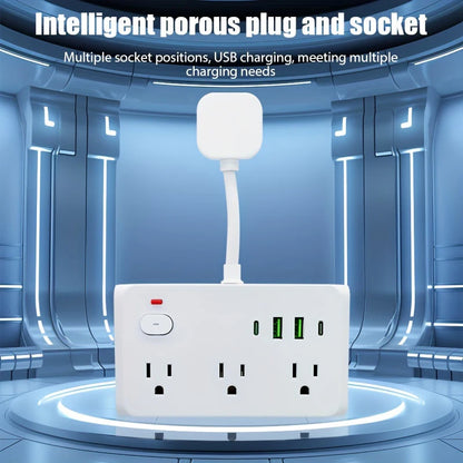 US Plug 6AC Outlet Multiprise Power Strip Extension Cord 2 USB 2 PD Charger Electrical Socket Network Filter USB Fast Charging