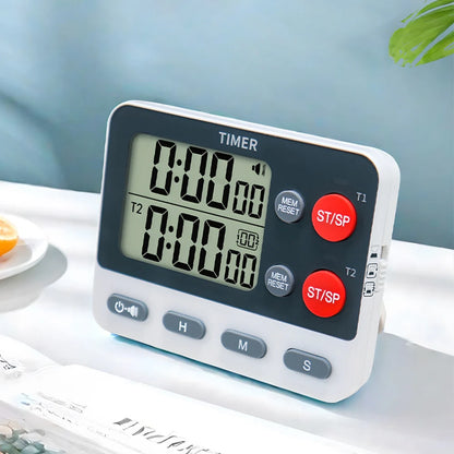Dual Digital Timer Multifunctional Count UP/Down Timer with Memory Function Cooking Timer Portable for Kitchen Cooking