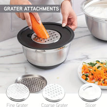 Load image into Gallery viewer, 8pcs Mixing Bowls with Airtight Lids Stainless Steel Mixing Bowl Set, Attachments  Bottoms, Black Kitchen Bowls, Baking Serving
