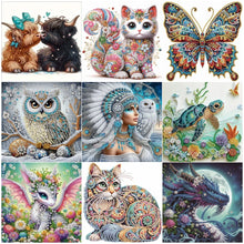 Load image into Gallery viewer, DIY Special Shaped Diamond Painting Cartoon Owl Wall Art Decor for Beginners 30x30CM

