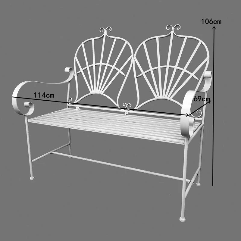 Rust-Resistant Wrought Iron Modern French-Style Foldable Garden Bench Outdoor Patio Furniture with Sturdy & Space-Saving Design
