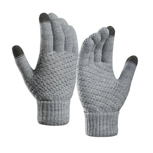 Women Men Warm Winter Touch Screen Gloves Stretch Classical Knit Mittens Wool Full Finger Outdoor Cycling Driving Glove