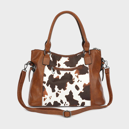 Purses Tote Bag For Women, Handbags PU Leather Large Shoulder Bag,  Cow Pattern Work Bags With Multi-Pockets, Designer Hobo Satc